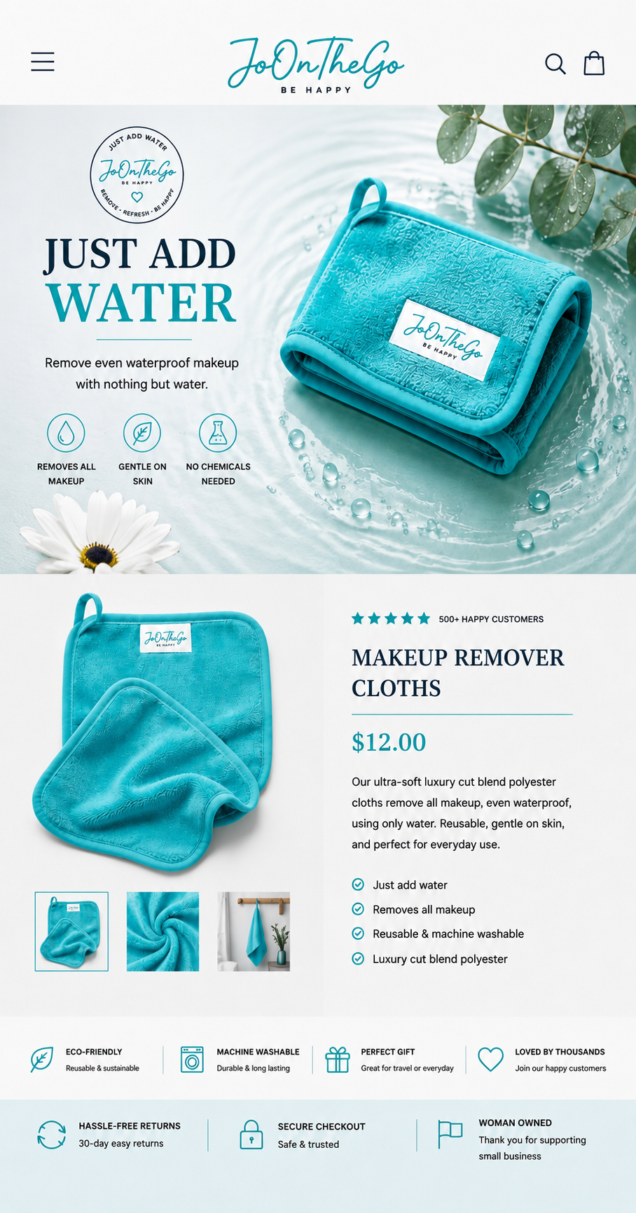 Turquoise Jo On the Go Makeup Remover Cloth